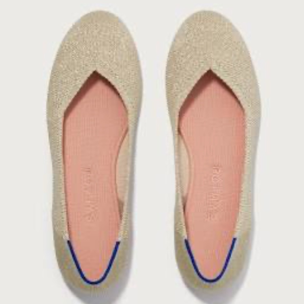 Rothy’s Rounded Toe The Flat Light Gold Metallic Size 8.5